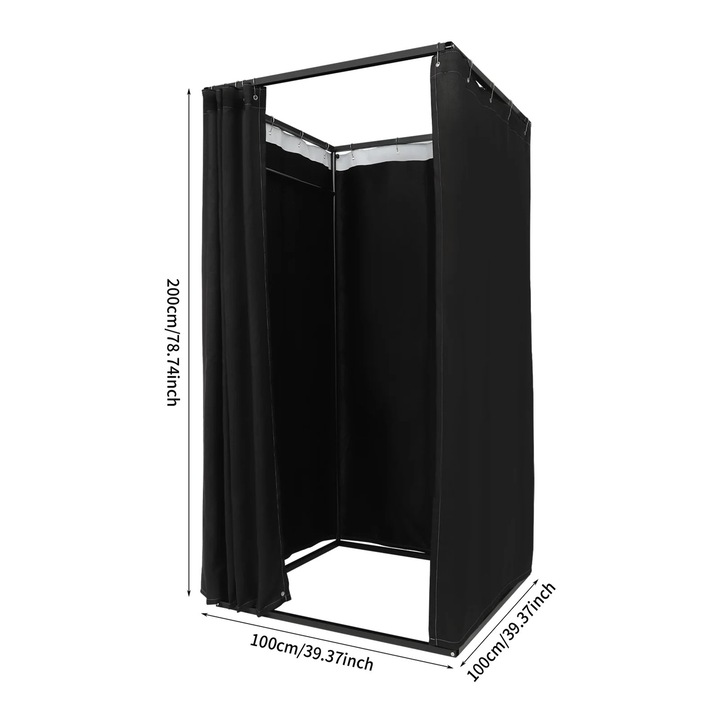 Cabina de proba, design independent, spatioasa, neagra, 100x100x200 cm
