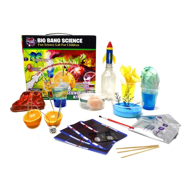 Joc educativ, BIG BANG SCIENCE, Kit laborator, 9 activități, plastic, pentru 8 ani