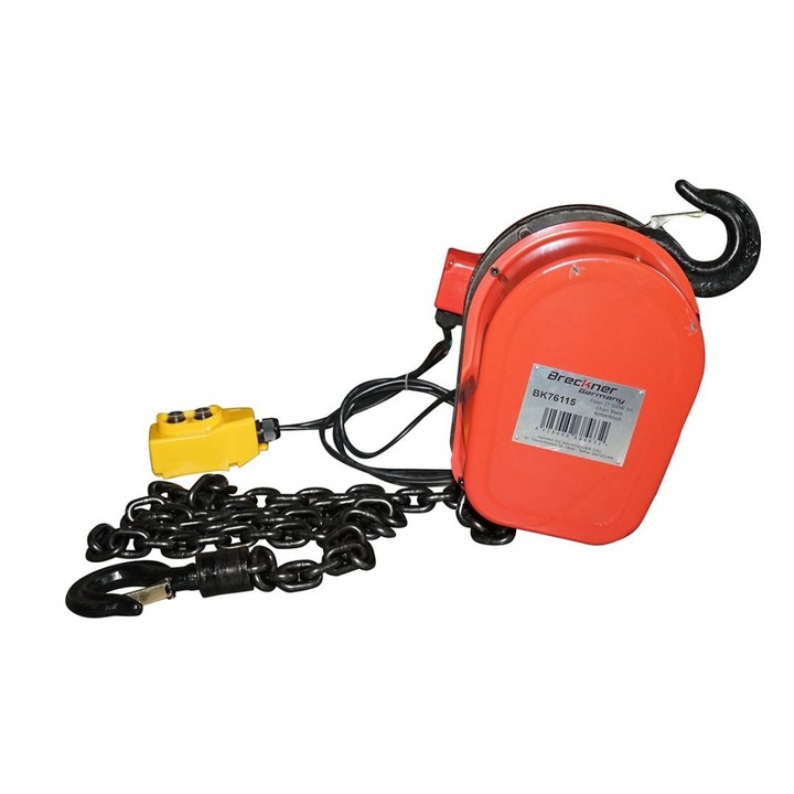 Palan electric otel 220V, 500W cu lant 3m, sarcina maxima 2000 kg, carlig cu siguranta Breckner Germany