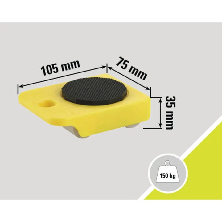 Suport cu roti pentru mutat mobila Tarrox 105x75 mm, max. 150kg