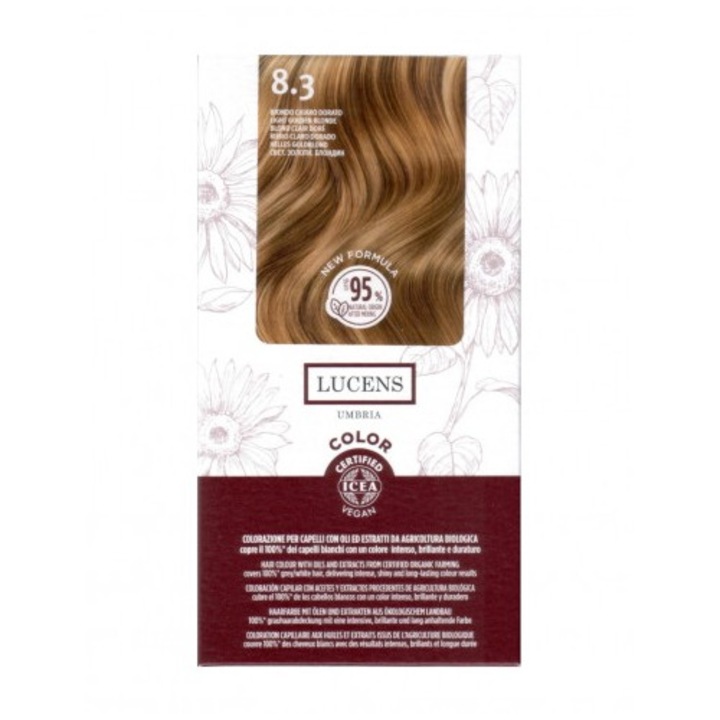 Vopsea de par fara amoniac Blond Deschis Auriu 8.3 Lucens Umbria