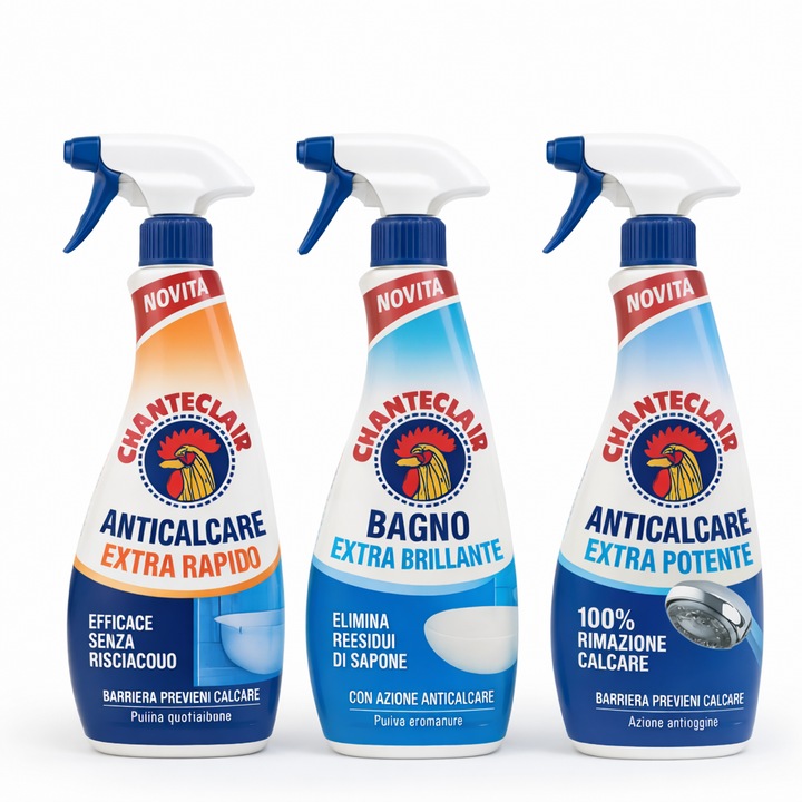 Set Chanteclair Curățare Profesională Baie - 3 x Spray 625 ml, Anticalcar, Multicolor