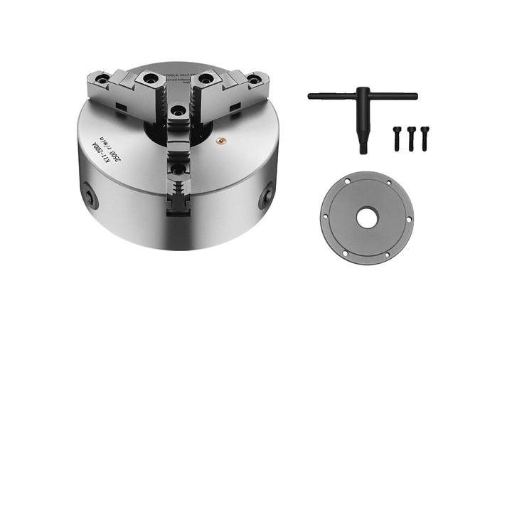 Chuck pentru strung, 3-urechi, 200mm, constructie durabila, auto-centrant