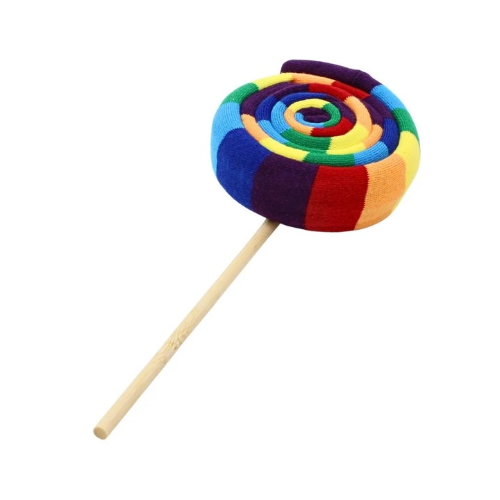 Sosete Funny Lollipop Curcubeu, model Candy Roll, unisex, marime universala, cadou original