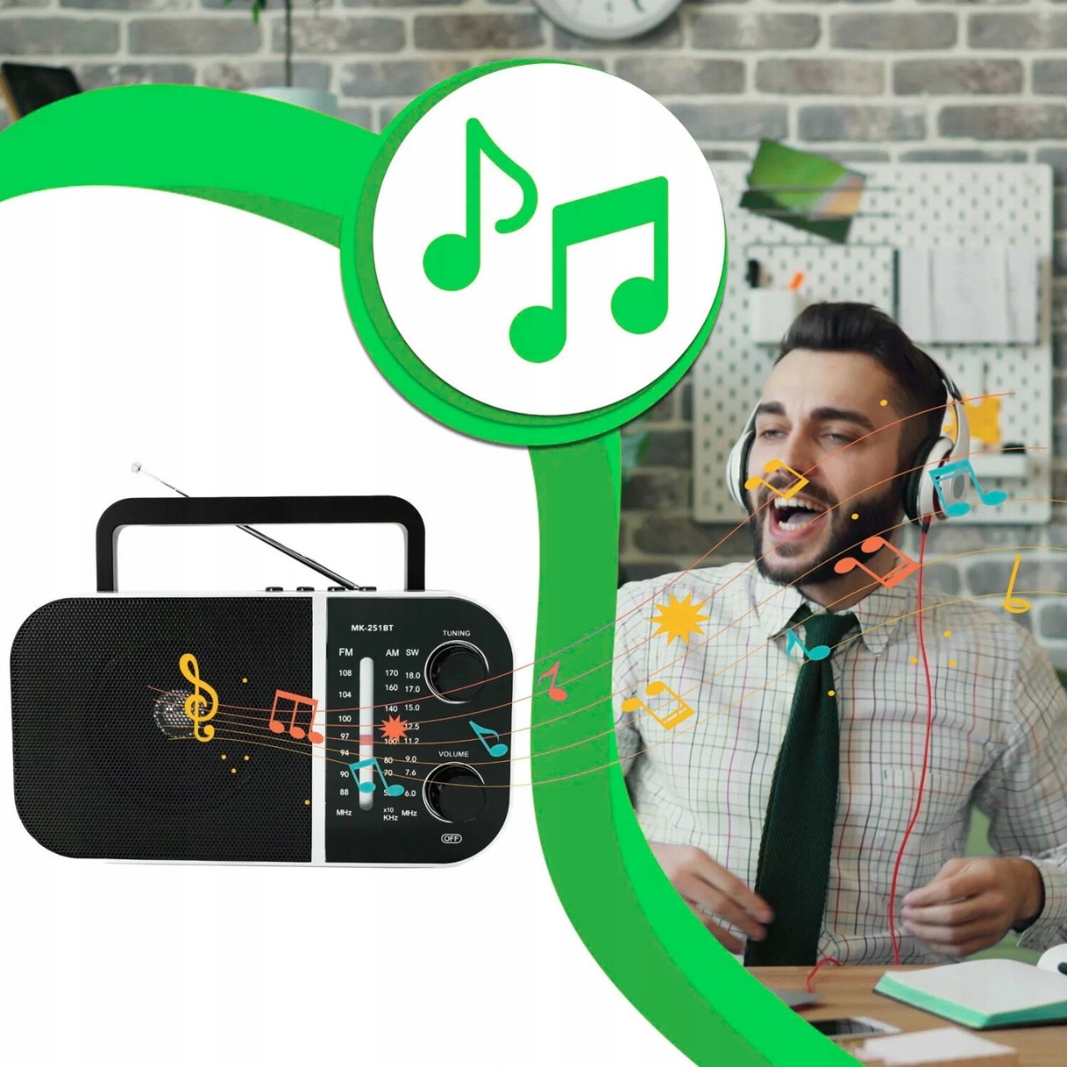 Radio portabil NTN, Bluetooth, suport USB, negru, 20, 9x11, 3x5