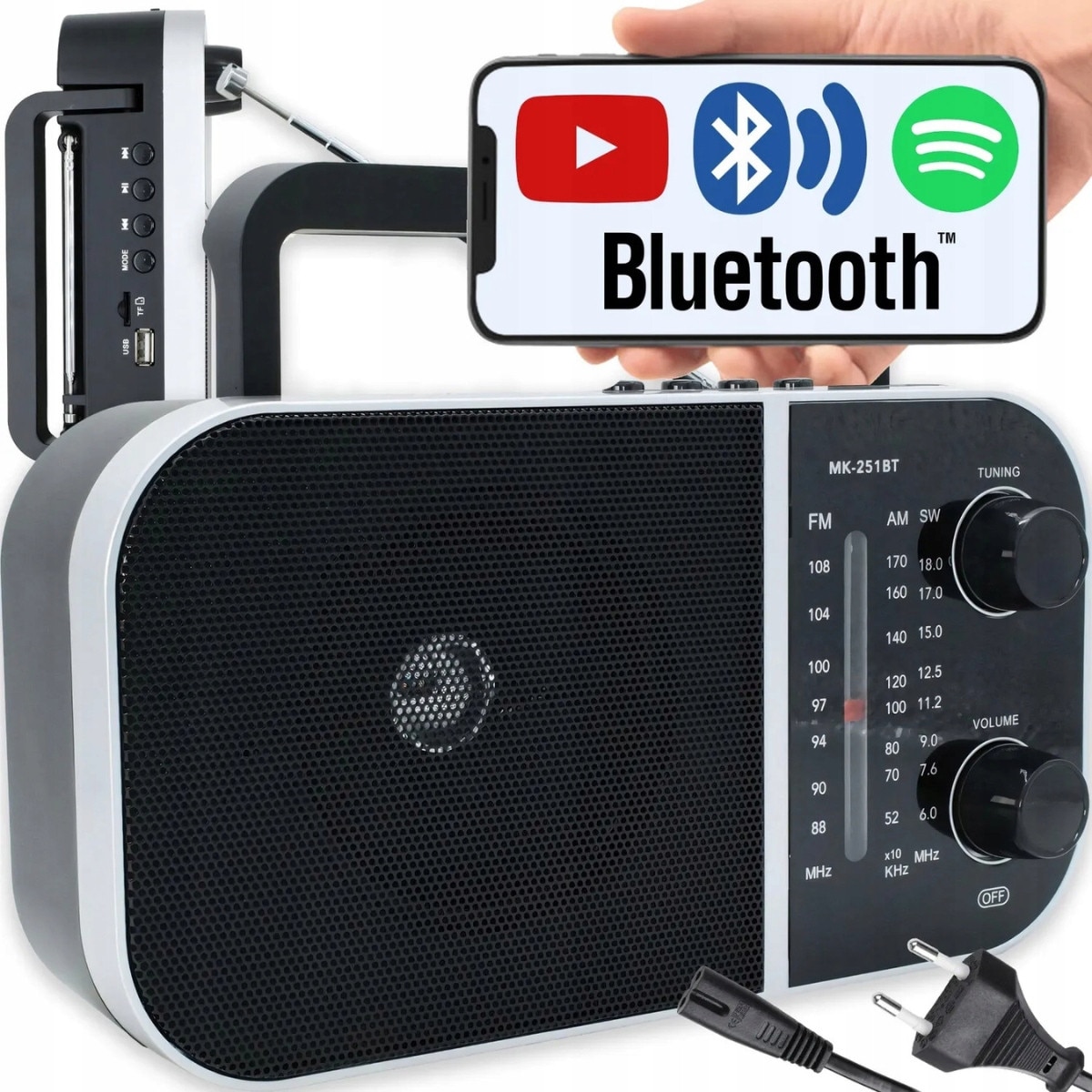 Radio portabil NTN, Bluetooth, suport USB, negru, 20, 9x11, 3x5