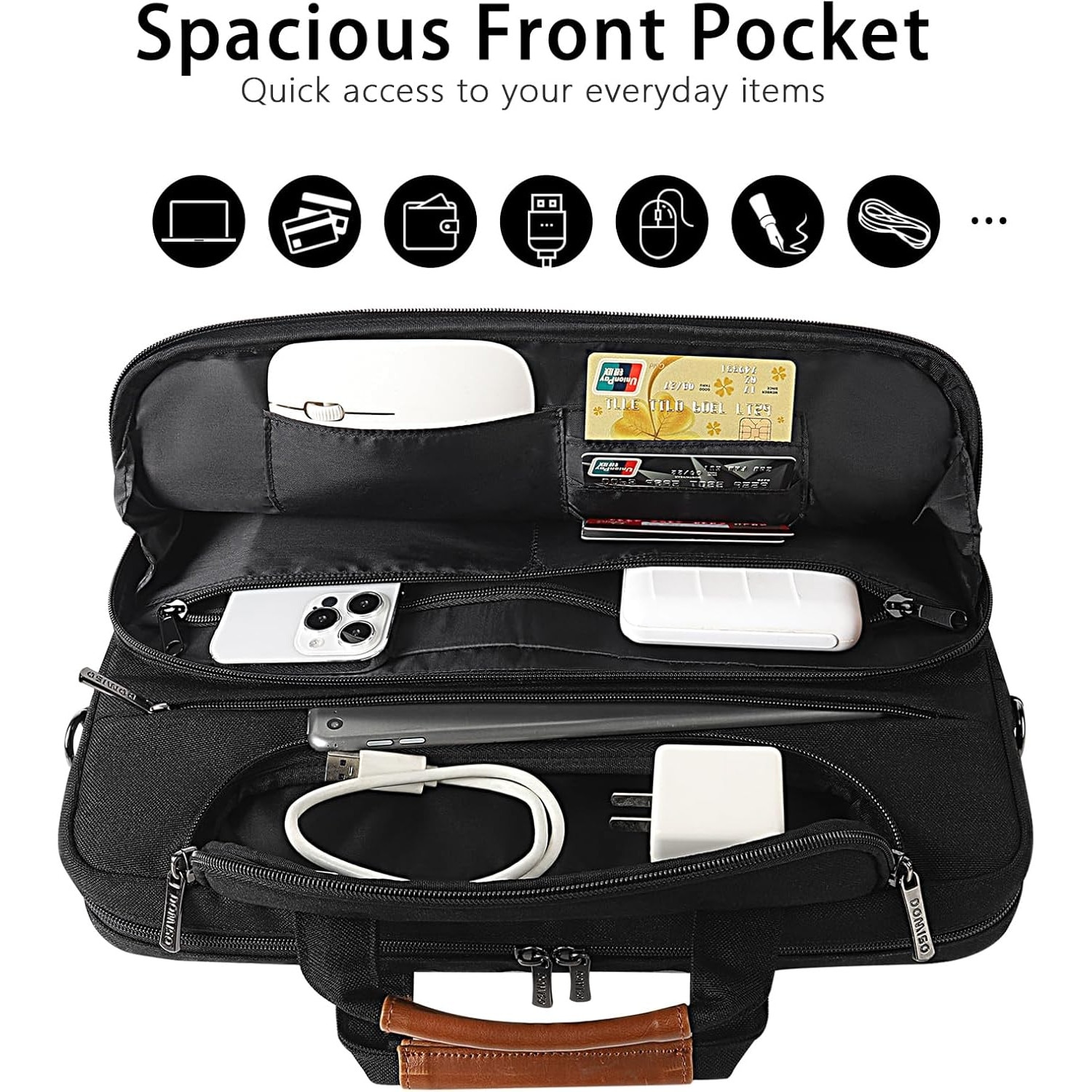 Geanta Laptop DOMISO cu Maner si Curea de Umar, Capacitate Mare - Potrivita pentru Laptopuri de pana la 35.5 cm