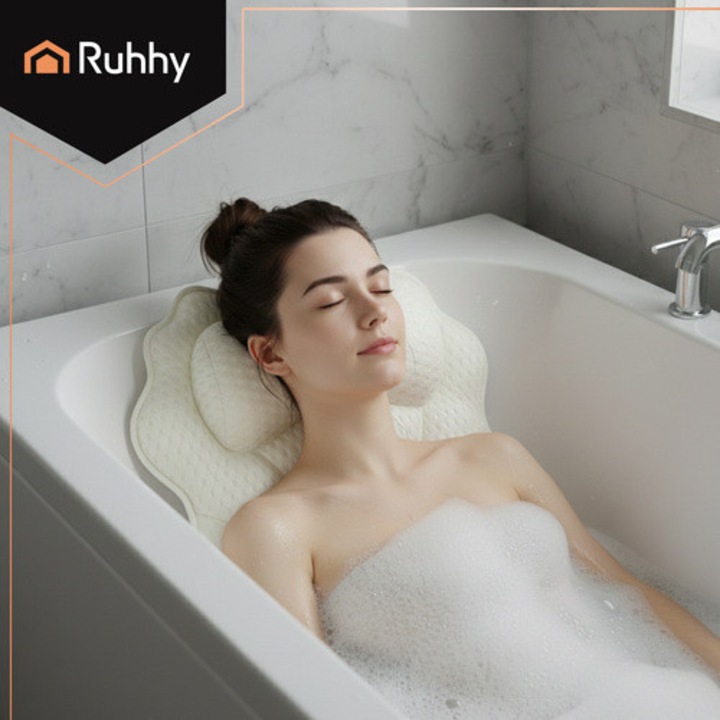 Perna pentru relaxare cada cu prindere in 6 ventuze, polyester, ergonimica, Comfort, alb