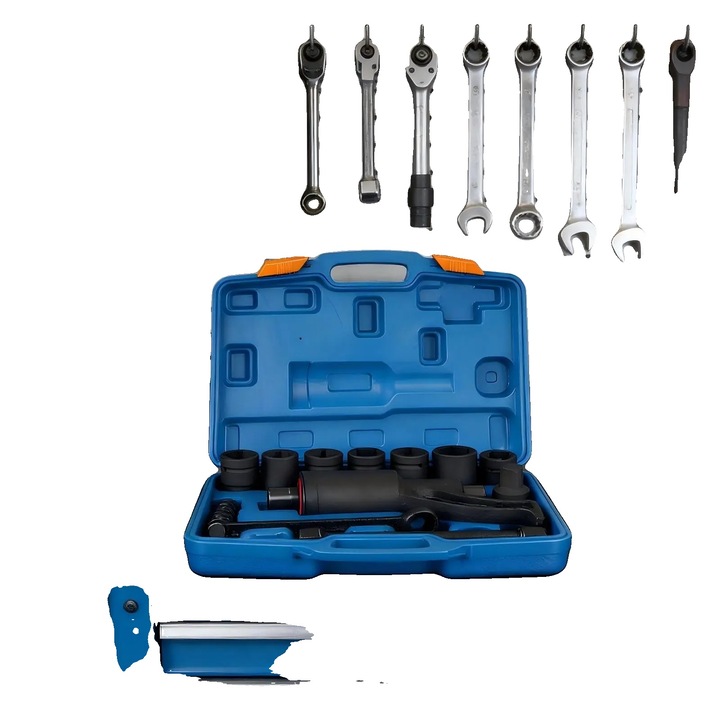 Комплект инструменти за поддръжка на гуми, 7 вложки, с динамометричен ключ, размер на кутията 38x10x33см