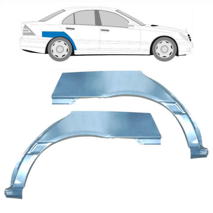 Set reparatie aripa spate pentru Mercedes C-Class W203 2000-2007, Stanga+Dreapta, otel de inalta calitate