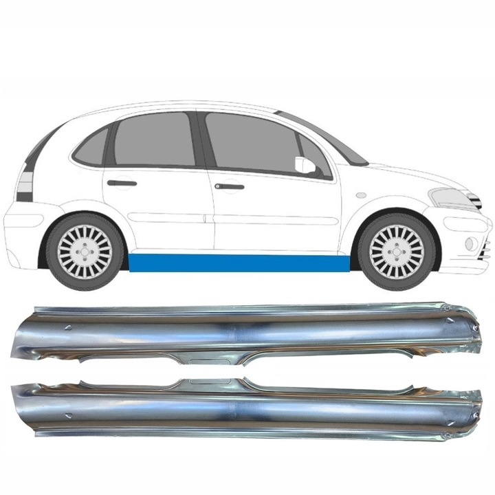 Prag complet set pentru Citroen C3 2002-2010, stânga + dreapta, oțel de înaltă calitate