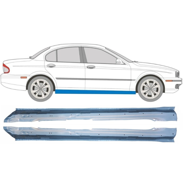 Prag complet Jaguar X-Type CF-1 2001-2009, set stânga+dreapta, oțel de înaltă calitate