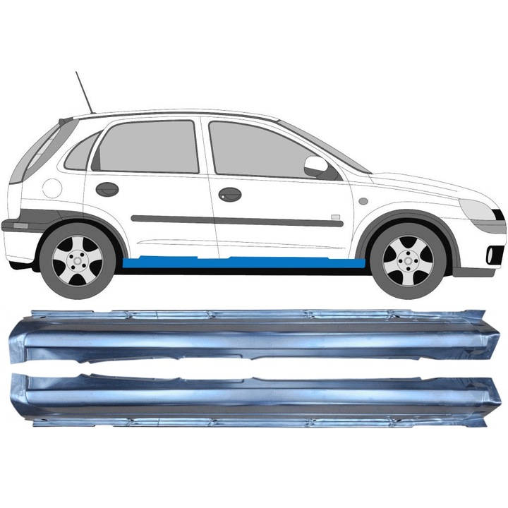 Prag complet pentru Opel Corsa C 2000-2010, set Stanga+Dreapta, otel de inalta calitate