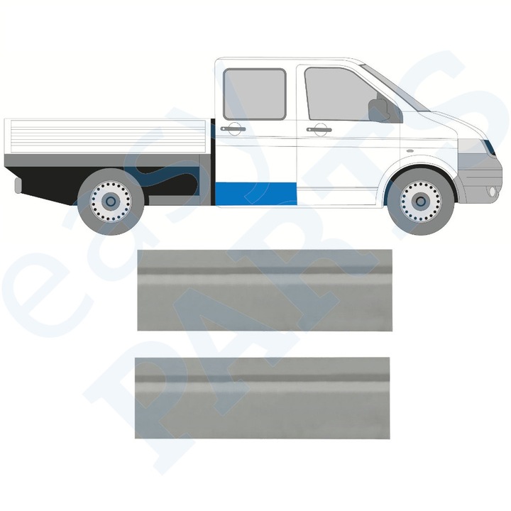 Reparatie exterior usa spate Volkswagen Transporter T5, set 2 buc, simetric, otel, 2003-2015