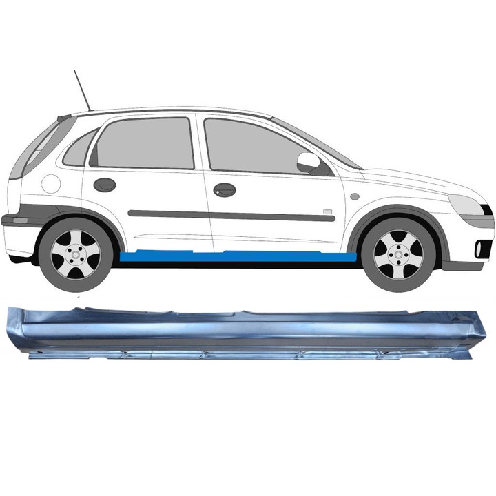 Prag complet pentru Opel Corsa C 2000-2010, dreapta, otel, 5 usi