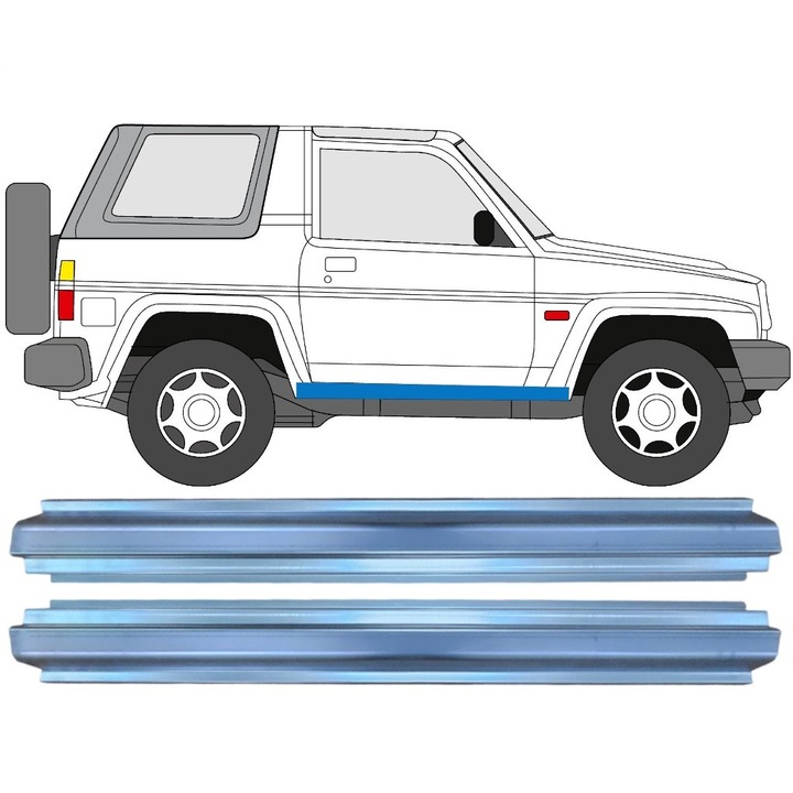 Reparatie prag simetric pentru Daihatsu Feroza Rocky Fourtrak 1984-2001, set, otel, 2 buc