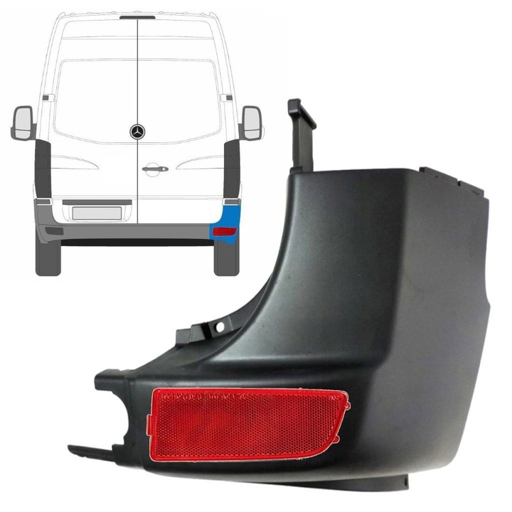 Colt bara spate cu lampa reflectorizanta pentru Mercedes Sprinter, set, dreapta, 2006-2018