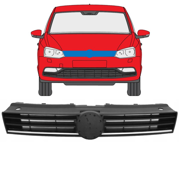 Grilă pentru Volkswagen Polo 2014-2017, plastic, OE: 6C0 853 651 A/RYP, 2 kg