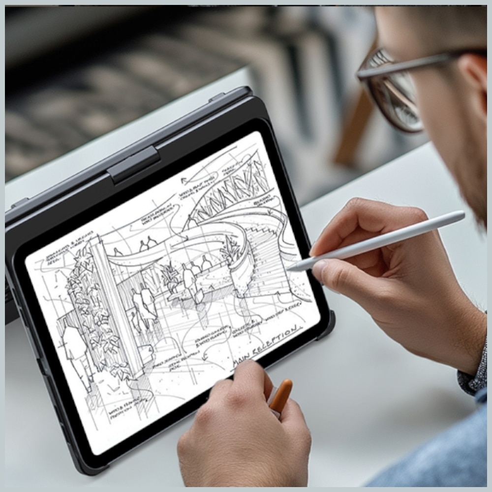 Husa cu tastatura Typecase Flexbook Touch compatibila cu iPad Air 11 inch 2024 / 2025, Albastru