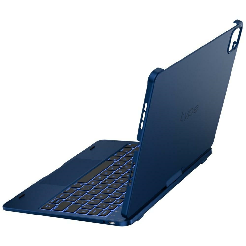 Husa cu tastatura Typecase Flexbook Touch compatibila cu iPad Air 11 inch 2024 / 2025, Albastru