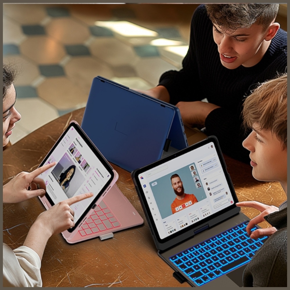 Husa cu tastatura Typecase Flexbook Touch compatibila cu iPad Air 11 inch 2024 / 2025, Albastru