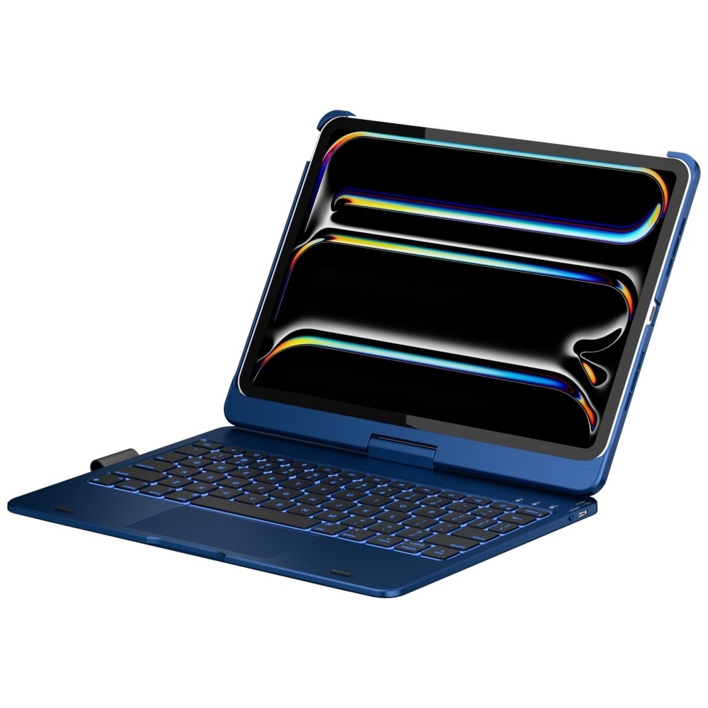 Husa cu tastatura Typecase Flexbook Touch compatibila cu iPad Air 11 inch 2024 / 2025, Albastru