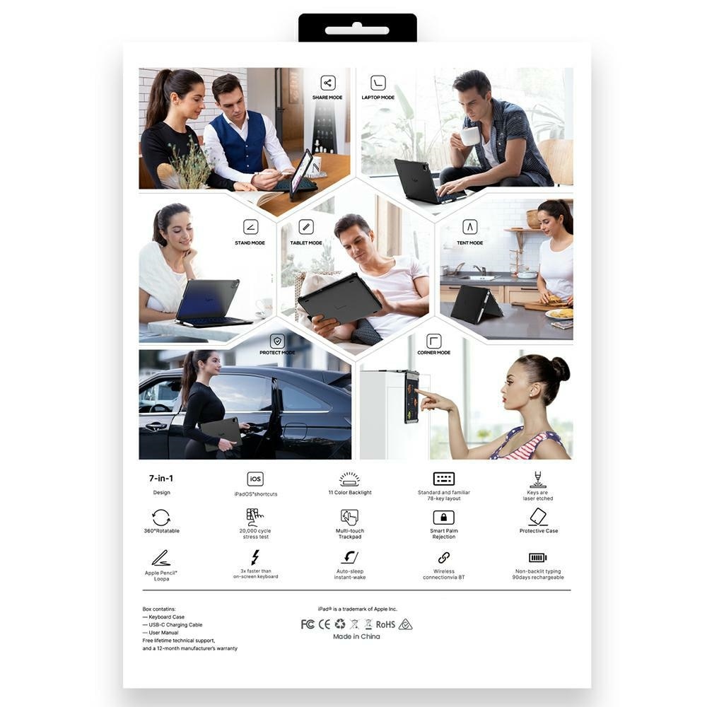 Husa cu tastatura Typecase Flexbook Touch compatibila cu iPad 10.9 inch 2022 / iPad 11 inch 2025, Visiniu