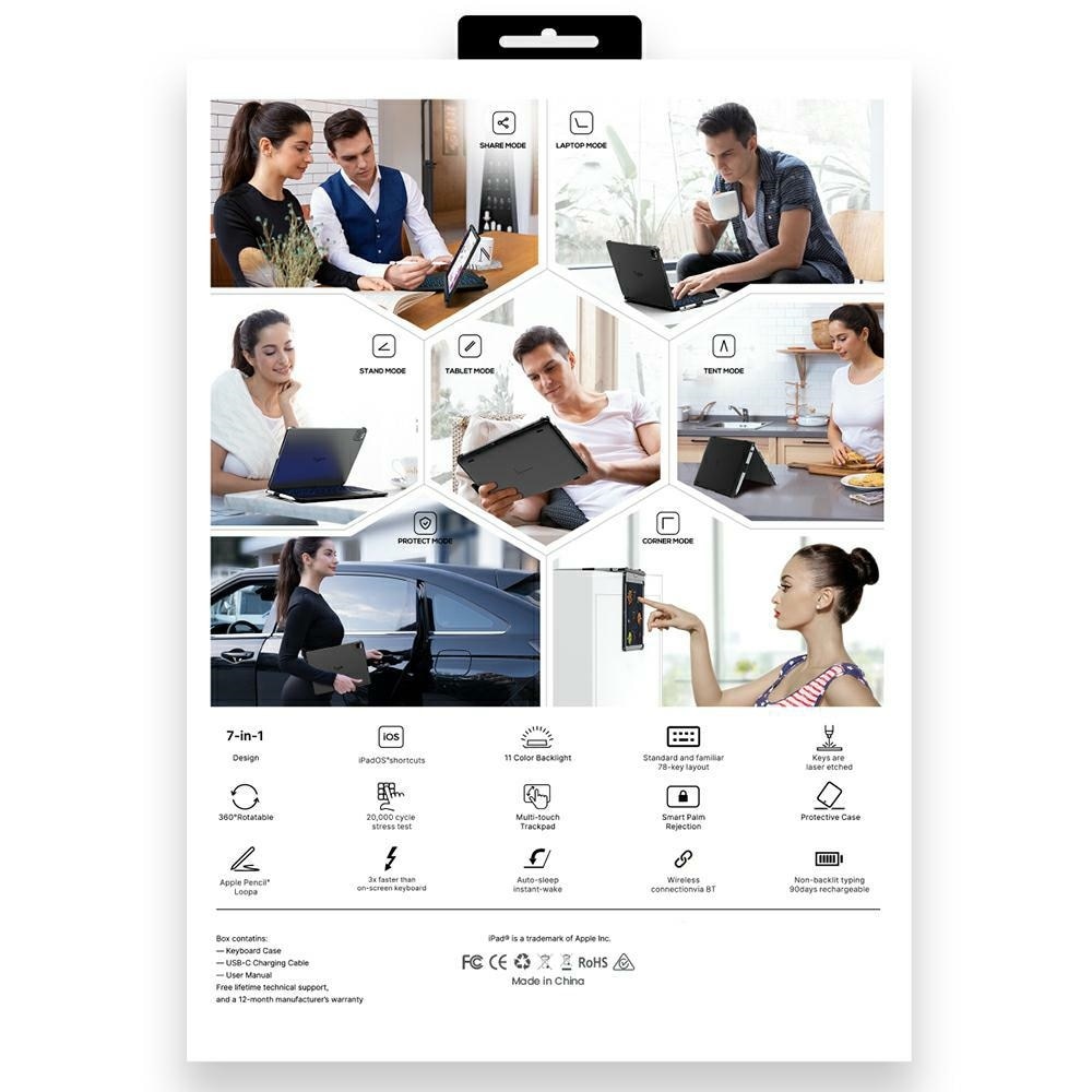 Husa cu tastatura Typecase Flexbook Touch compatibila cu iPad 10.9 inch 2022 / iPad 11 inch 2025, Roz