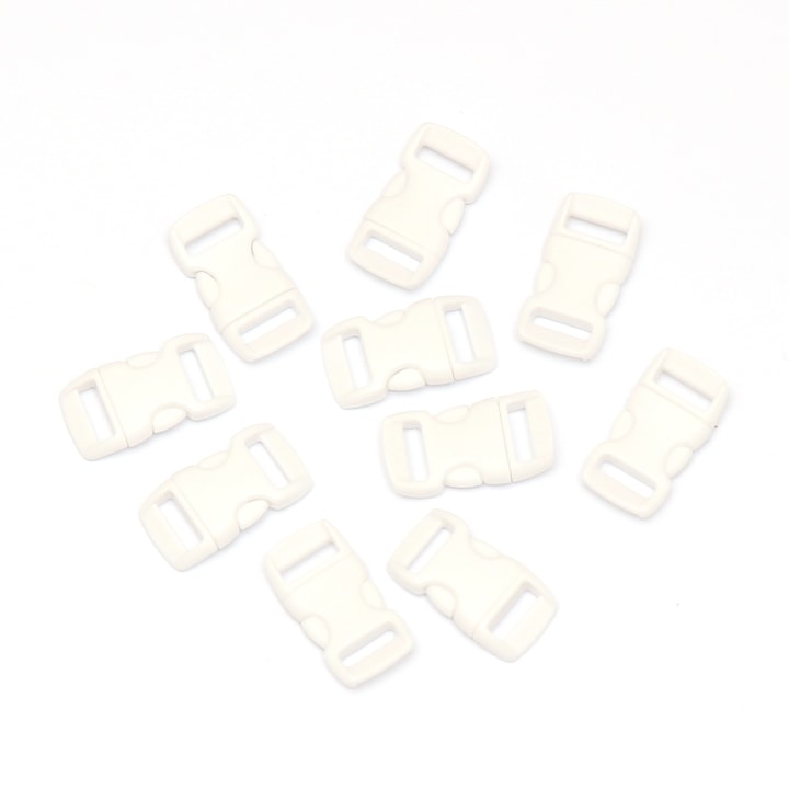 Ívelt hármas csat készlet, 10mm, fehér, 10 darab