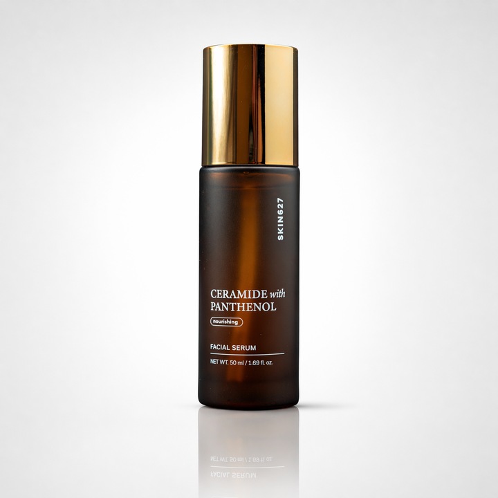 Ser facial cu 5 tipuri de Ceramide si Panthenol, reparare bariera cutanata, hidratare intensa, pentru ten uscat si sensibil, SKIN627, 50 ml