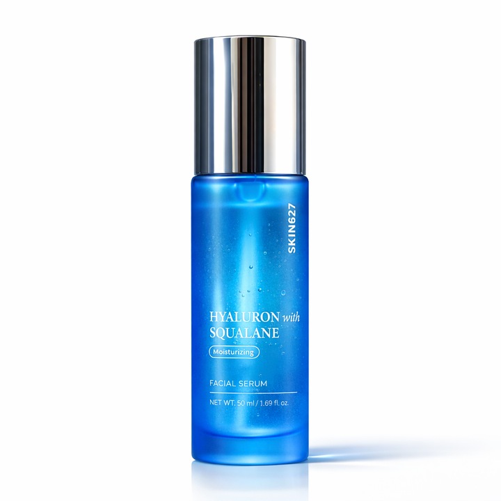 Ser facial coreean cu Acid Hialuronic & Squalane, SKIN627, 50 ml, hidratare intensa, regenerare, elasticitate, anti-aging