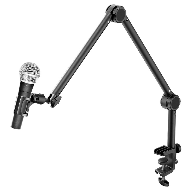 Suport microfon profesional, gxwcyi, cu prindere de masa, 360° Reglabil, Maxima de Incarcare 1kg, Pentru streaming, jocuri, inregistrare, birou, Negru