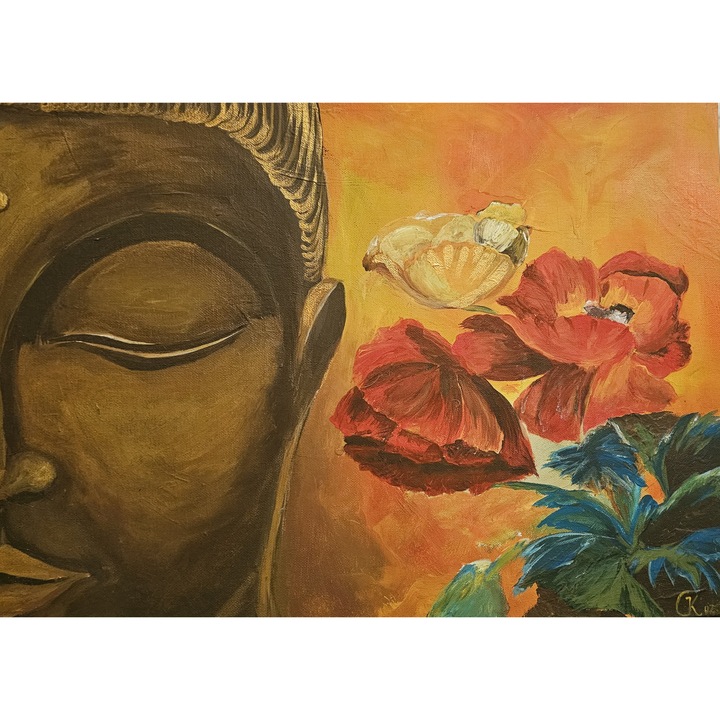 Pictura Linistea, lucrare pictata manual, 2026, multicolor