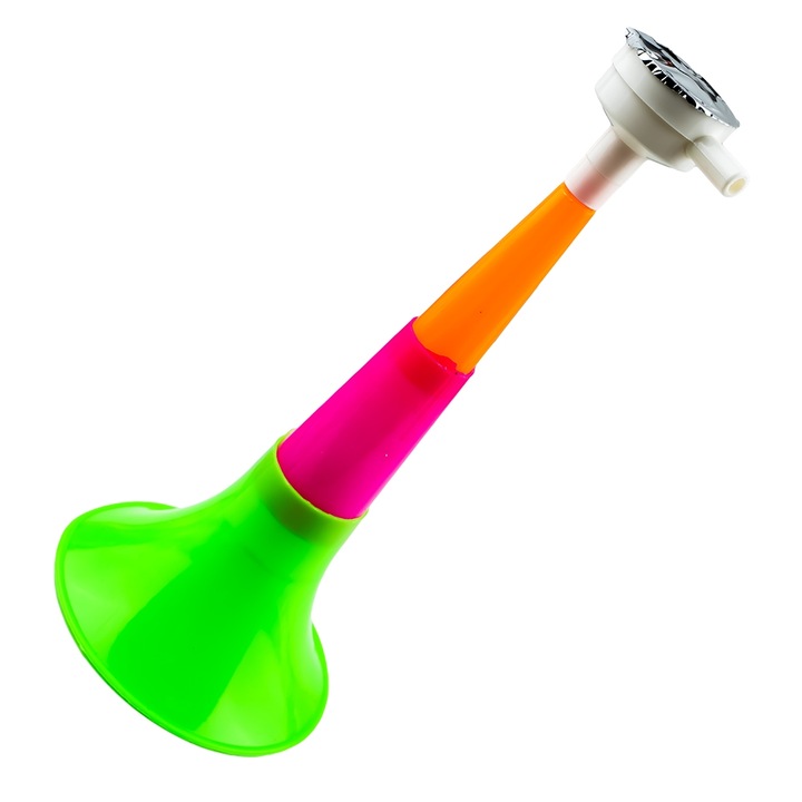 Trompetă de jucărie multicoloră, retractabilă 21x10.5cm, pentru copii, vârsta recomandată +3 ani