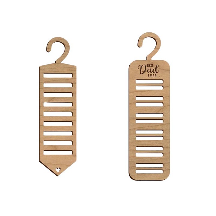 Cleme de cravata, produs transfrontalier nou, suveniruri creative cu pandantive din lemn cu amprente de mana de Ziua Tatalui, inclusiv modele goale si cu model de tata, pachet de 2