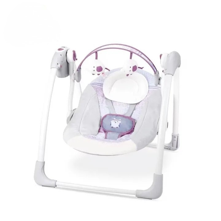 Leagan Electric pentru Bebelusi Mastela Gri – 5 Viteze, 10 Melodii, Temporizator, 2 Pozitii, Centuri 5 Puncte, Portabil