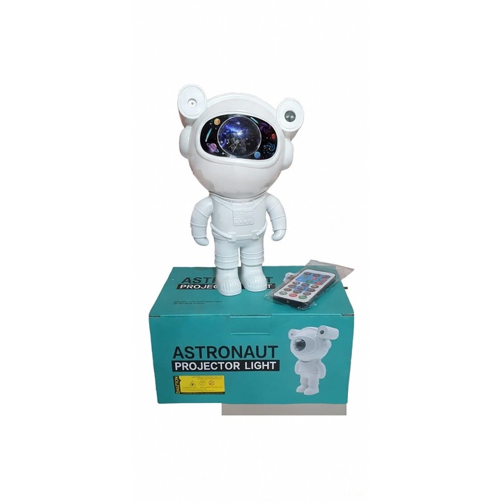 Proiector de stele Astronaut, rotativ 360, bluetooth, cu boxă încorporată, lampa de veghe