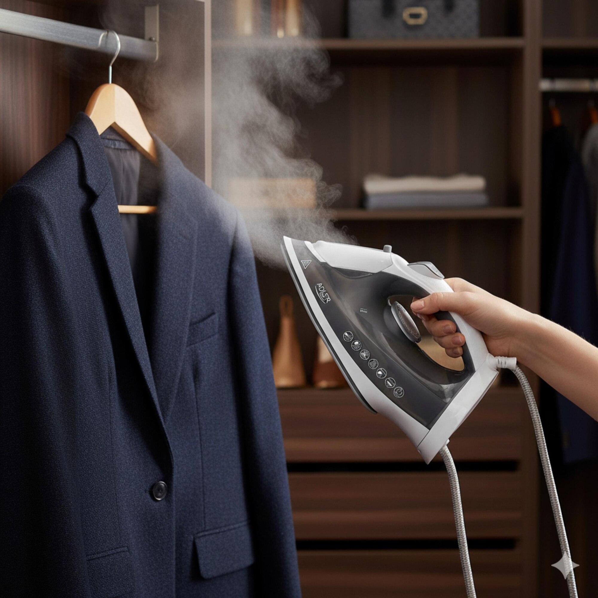 Fier de călcat cu aburi Adler AD5051, 2600W, talpă ceramică, rezervor mare 600 ml, alb, 23.2x11.8 cm