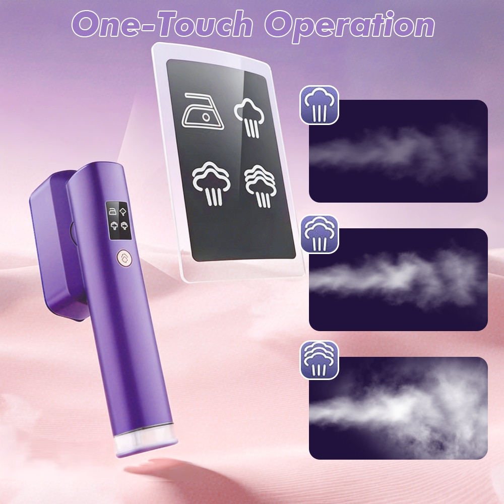 Aparat de calcat cu aburi 2 in 1 IDAMAKON 1200W, rezervor 100ml, violet, 20x8x8cm