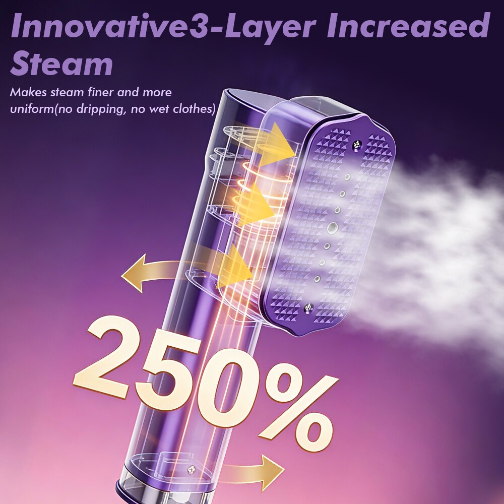 Aparat de calcat cu aburi 2 in 1 IDAMAKON 1200W, rezervor 100ml, violet, 20x8x8cm