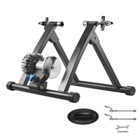 Statie de antrenament pentru bicicleta, Trainer cu fluid pliabil, Compatibil cu roti 700C, Eliberare rapida inclusa, Bloc ridicare roata fata, Biciclete de sosea, Negru