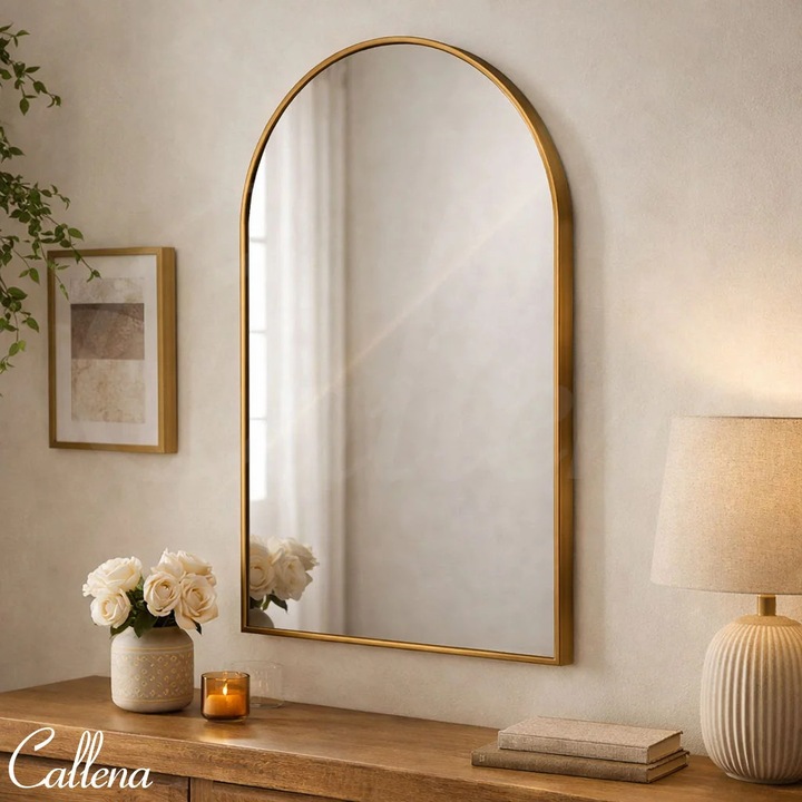 Oglinda baie arcada, 90x60 cm, bronz metalizat, aluminiu, Callena