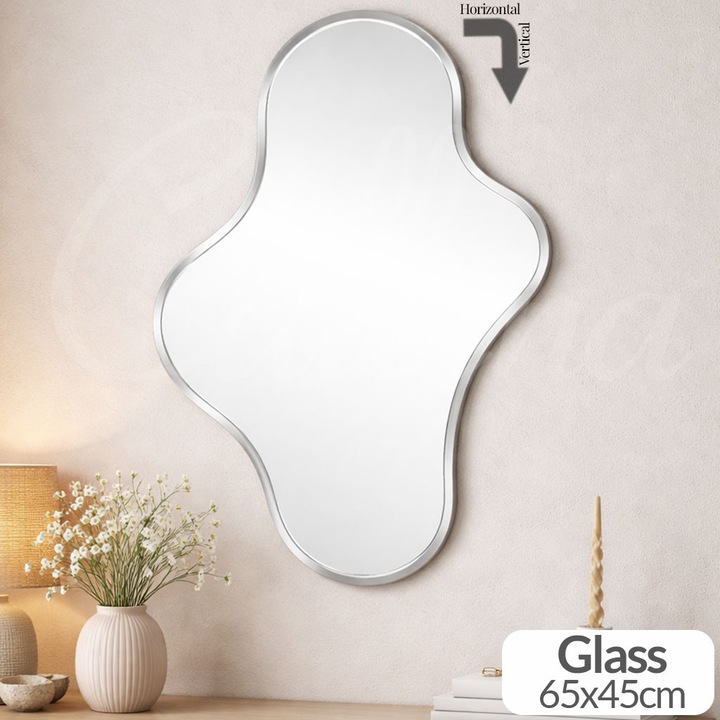 Oglinda fara rama, neregulata, simpla, fantomita, vertical/orizontal 65x45cm, oglinda decorativa de perete, pentru hol, sufragerie, living