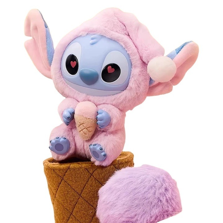 Jucarie de plus Stitch, 15cm, roz, cutie surpriza, figura aleatorie