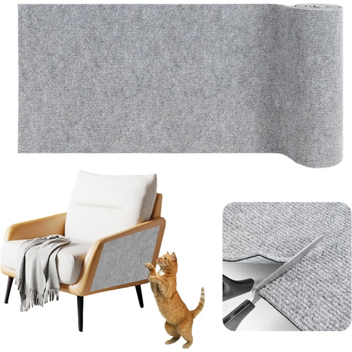 Covor de zgariat pentru pisici, Omelivon, gri deschis, 40cm x 2m