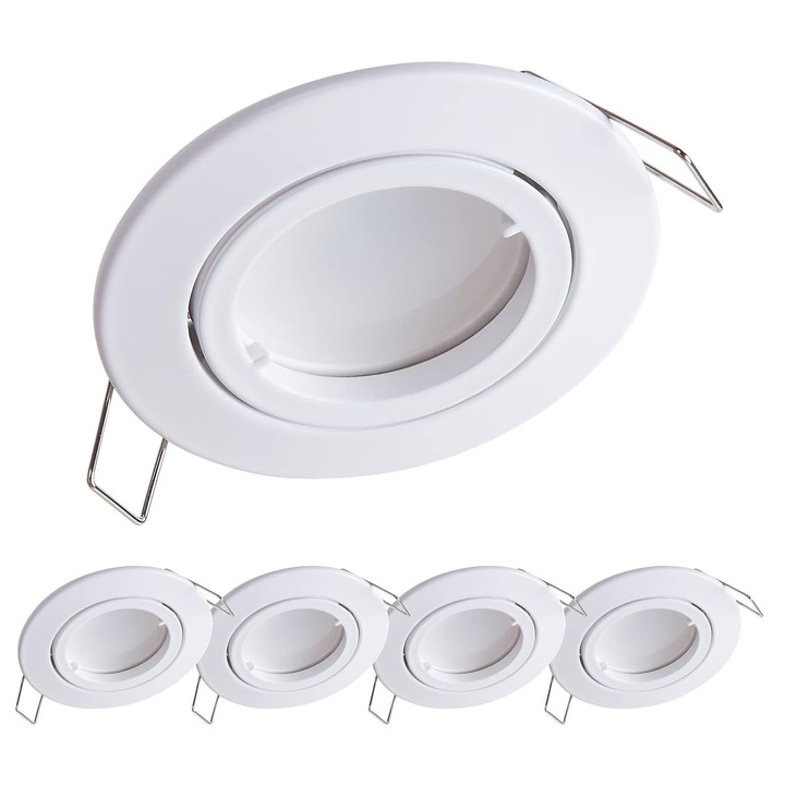 LED Spotlámpa, beépíthető, 5 darabos készlet, Kerek, Fehér, Fehér fény, 420 lm, 3000k, Átmérő 82 mm