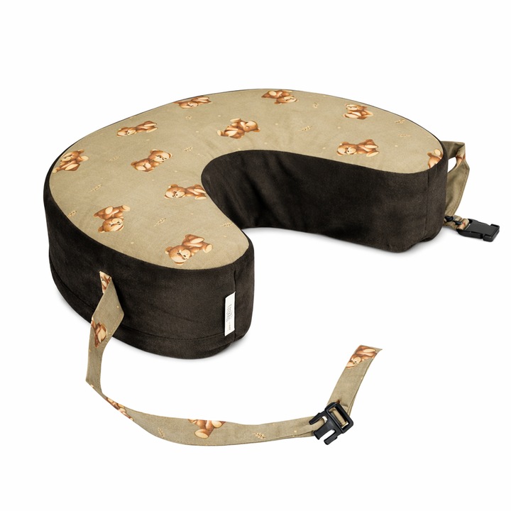 Perna de alaptare Flumi cu curea reglabila – maro cu motiv de ursulet