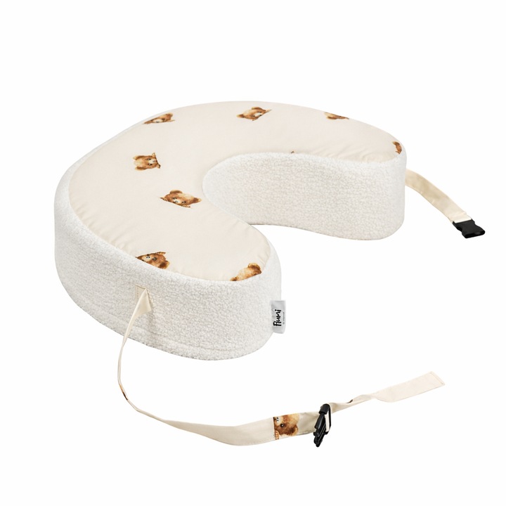 Perna de alaptare Flumi cu curea reglabila – crem deschis cu motiv de ursulet