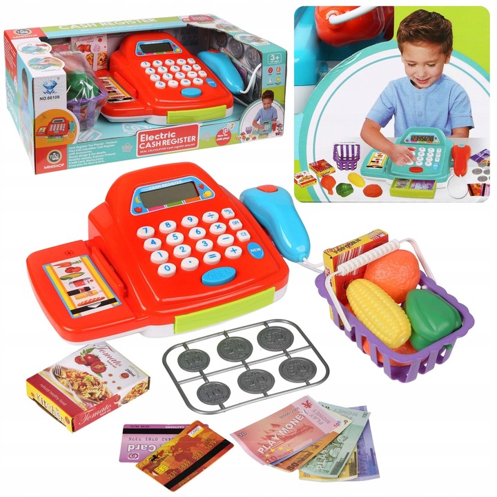 Set joaca supermarket, MEGA CREATIVE, Casa de marcat interactiva, scanner, calculator, multicolor, pentru copii peste 3 ani