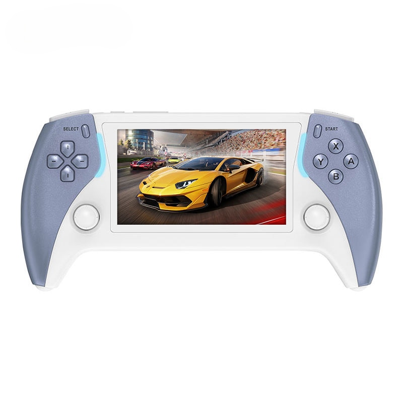 Consola Project X Pro Retro LUKETO®, Display IPS 4.3 Inch, Procesor Quad Core, Peste 20 Emulatoare, Memorie Extensibila, Joystick-uri 3D, Conectare TV, Environmental Lights, Sunet Stereo, Sistem Linux, Design Ergonomic Portabil, Alb/Gri